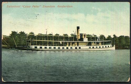 Salonboot "Czaar peter" Zaandam Amsterdam 5-5-1910, Verzamelen, Scheepvaart, Gebruikt, Kaart, Foto of Prent, Motorboot, Ophalen of Verzenden