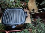 Le Creuset/Cousances grillpan 24 cm, Gebruikt, Gietijzer, Ophalen of Verzenden, Keramische plaat