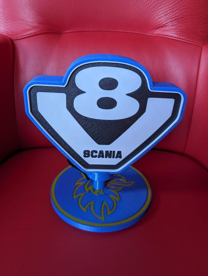 Scania v8 logo met ledverlichting, Verzamelen, Merken en Reclamevoorwerpen, Nieuw, Reclamebord, Ophalen of Verzenden