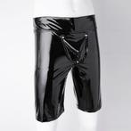 Heren zwarte pu leren korte broek kortebroek lak, Verzenden, Nieuw, Overige maten, Zwart