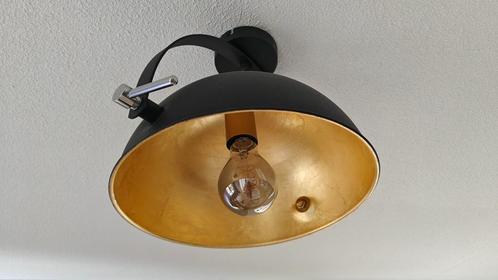ZGAN Industriële plafondlamp, zwart met goud, verstelbaar, Huis en Inrichting, Lampen | Plafondlampen, Zo goed als nieuw, Metaal