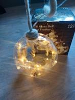 Glazen bol met verlichting en veertjes, diameter 15cm, Ophalen of Verzenden, Zo goed als nieuw