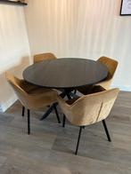 Eettafel, stoelen, salontafel, Huis en Inrichting, Tafels | Salontafels, Ophalen, Overige materialen, Gebruikt, Rond