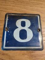 Antiek emaille huisnummer 8, Ophalen of Verzenden