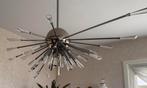 Luxe design plafondlamp / kroonluchter – chroom en glas, Ophalen, Zo goed als nieuw, Glas