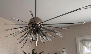 Luxe design plafondlamp / kroonluchter – chroom en glas beschikbaar voor biedingen