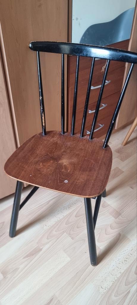 Vintage Spijlenstoel - Houten Stoel, Huis en Inrichting, Stoelen, Gebruikt, Eén, Hout, Zwart, Ophalen of Verzenden