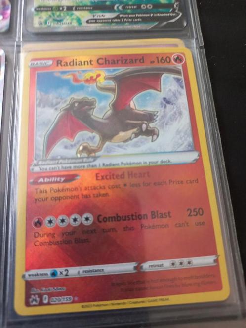 Radiand charizard, Hobby en Vrije tijd, Verzamelkaartspellen | Pokémon, Zo goed als nieuw, Losse kaart, Foil, Ophalen of Verzenden