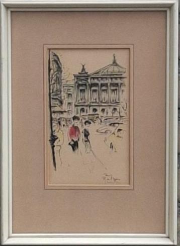 Place de L'Opera. Ets. Sign. Ca '20/'40.  25/34 cm. beschikbaar voor biedingen