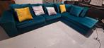 Goosens Velvet Hoekbank Turquoise ZGAN, Ophalen, 250 tot 300 cm, Hoekbank, 75 tot 100 cm