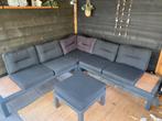 Louncheset met kussens, Tuin en Terras, Ophalen, 5 zitplaatsen, Gebruikt, Bijzettafel