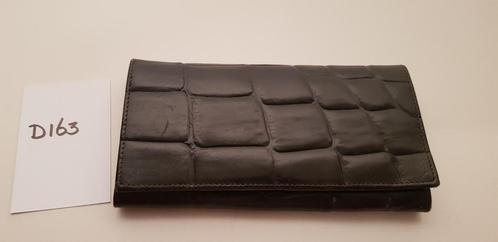 K211: donkerbruin leder portemonnee reptielprint zeer fraai, Sieraden, Tassen en Uiterlijk, Portemonnees, Ophalen of Verzenden