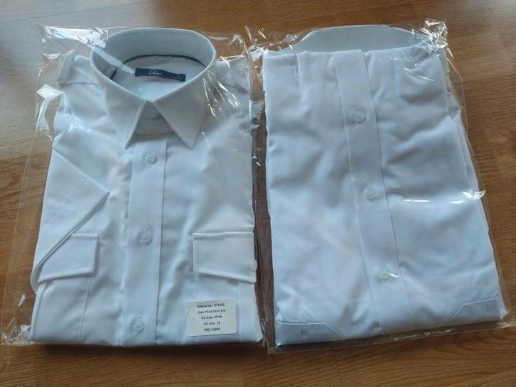 Oline 2 piloten hemden korte mouwen, Kleding | Heren, Overhemden, Nieuw, Halswijdte 38 (S) of kleiner, Wit, Verzenden