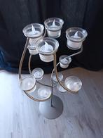 Artistieke metalen kandelaar inclusief led waxinelichtjes, Huis en Inrichting, Woonaccessoires | Kandelaars en Kaarsen, Ophalen