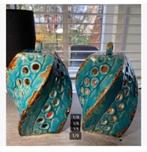 2 x keramiek PTMD waxinelicht houders 19 cm hg, doors. 14 cm, Overige materialen, Overige kleuren, Nieuw, Ophalen of Verzenden