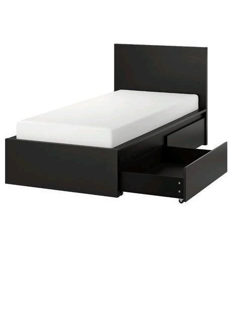 Ikea Malm bedframe 90x200 met lades en lattenbodem, Huis en Inrichting, Slaapkamer | Bedden, Zo goed als nieuw, Eenpersoons, 90 cm