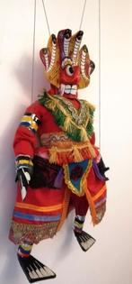 Marionet masker pop oosters hout stof gekleurd hoogte 51 cm, Antiek en Kunst, Ophalen of Verzenden