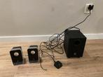 Logitech multimedia speakers en subwoofer,  LS21, Ophalen of Verzenden, Gebruikt, Audiokanaal 2.1, Logitech, Creative