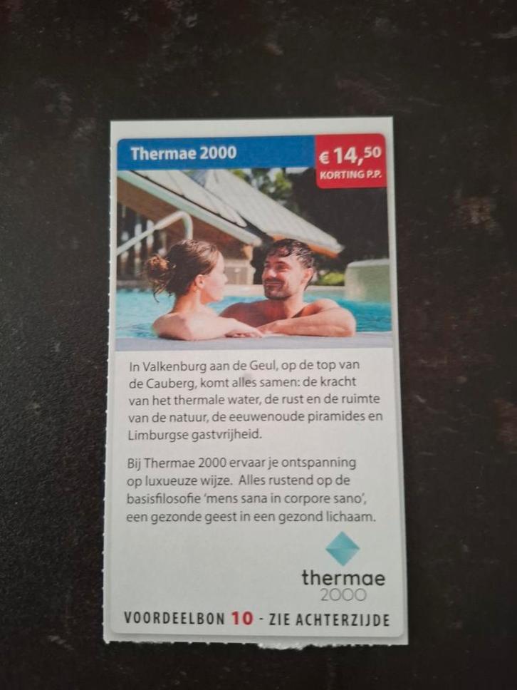 Thermae 200 €14,50 p.p., Tickets en Kaartjes, Kortingen en Cadeaubonnen, Drie personen of meer, Spa of Sauna, Kortingsbon
