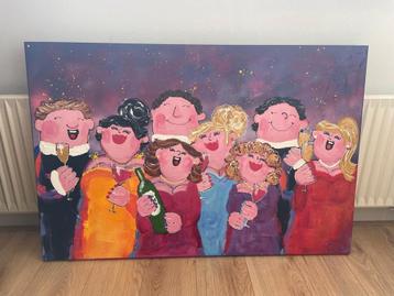Esther Gemser acryl schilderij "dikke dames" 120x80cm beschikbaar voor biedingen