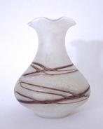 Vintage 60s 70s Murano glas swirl design vaas wit paars, Verzenden