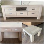 White Wash massief eikenhouten tv kast, side table en tafel, Ophalen, Eikenhout, Zo goed als nieuw, Minder dan 100 cm