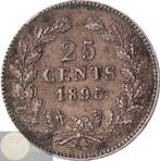 Nederland - 25 cent 1895 "schuin mmt" Wilhelmina - Zilver, Zilver, 25 cent, Ophalen of Verzenden, Koningin Wilhelmina
