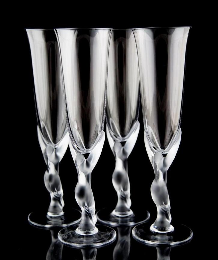 Set van 4 originele Fabergé champagne glazen, Antiek en Kunst, Antiek | Glas en Kristal, Ophalen
