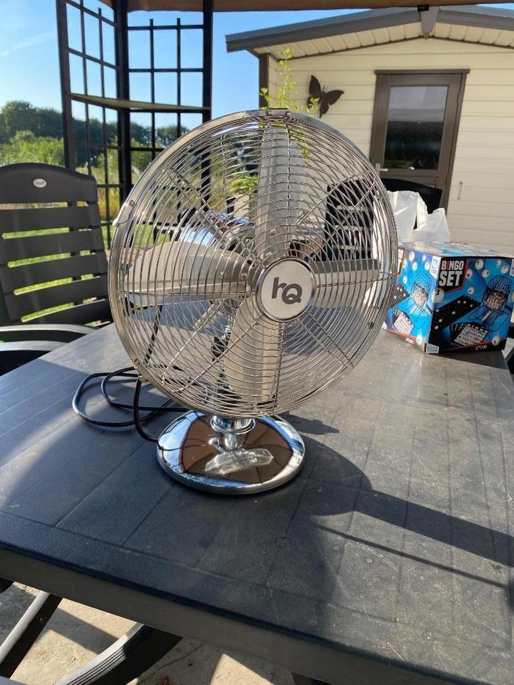 HQ tafelmodel Ventilator Retro chroom 3standen, waaierstand, Witgoed en Apparatuur, Ventilatoren, Zo goed als nieuw, Tafelventilator