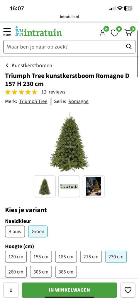 NIEUW! Triumph Tree kunstkerstboom Romagne D157 H230, Diversen, Kerst, Nieuw, Ophalen