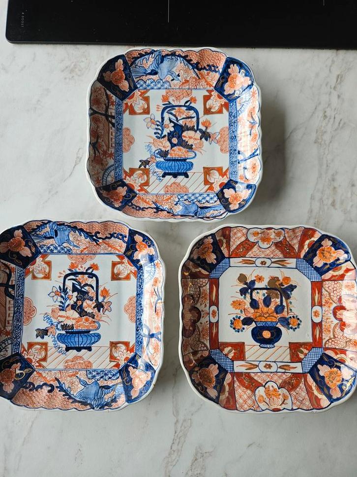 Imari Porselein De Porceleyne Fles Putten - Set van 3, Antiek en Kunst, Antiek | Wandborden en Tegels, Ophalen of Verzenden