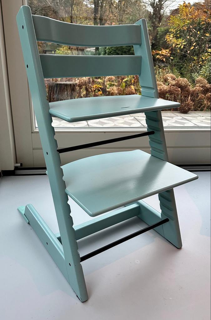 Stokke Tripp Trapp Aqua Blue - Met Pootverlengers, Kinderen en Baby's, Kinderkamer | Tafels en Stoelen, Zo goed als nieuw, Stoel(en)