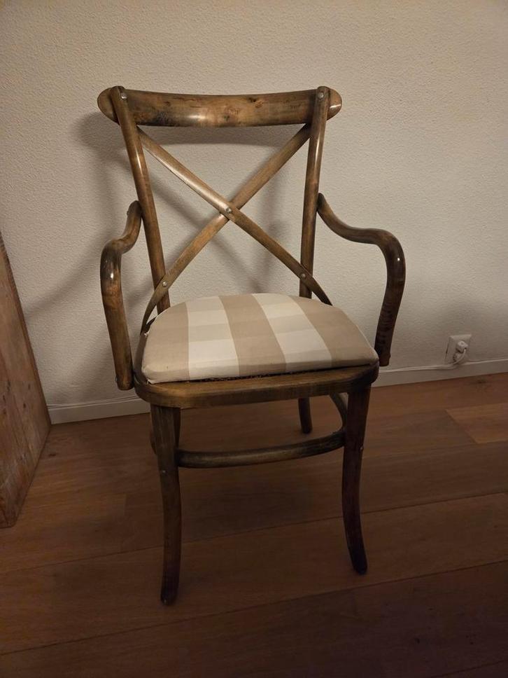 Houten stoel met rieten zitting, Huis en Inrichting, Stoelen, Gebruikt, Eén, Hout, Riet of Rotan, Bruin, Ophalen