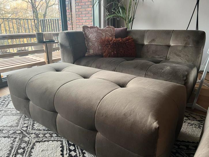 Trendhopper Hocker Taupe Velvet, Huis en Inrichting, Banken | Voetenbanken en Poefen, Zo goed als nieuw, 50 tot 75 cm, 125 cm of meer
