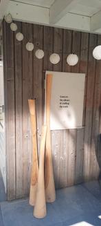 Bohemian Boho Ibiza houten kandelaren drie stuks, Huis en Inrichting, Gebruikt, Ophalen of Verzenden, Kandelaar, Hout