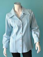 Vintage jaren 70 blouse lichtblauw/wit geblokt maat 38, Maat 38/40 (M), Vintage, Gedragen, Verzenden