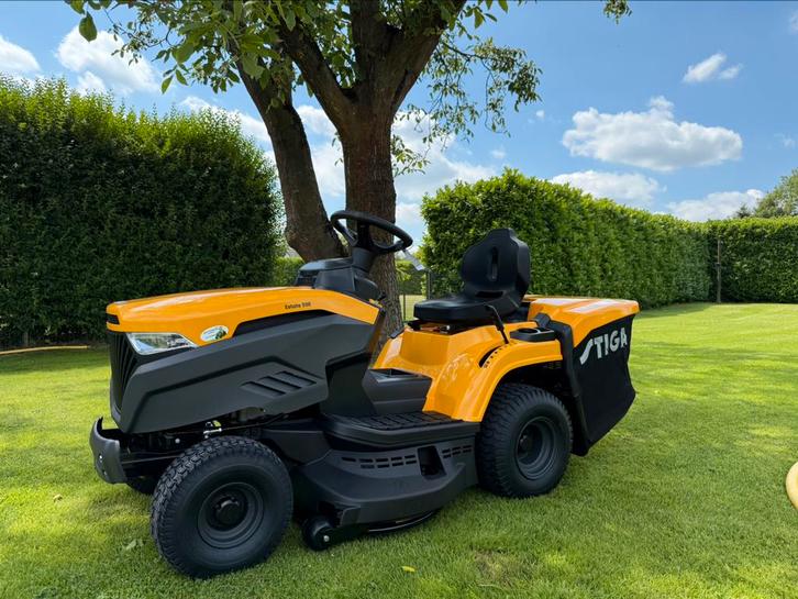 Stiga estate 598 opvang of mulchen nieuw! Opvoorraad, Tuin en Terras, Zitmaaiers, Nieuw, 90 tot 120 cm, Elektrische starter, Mulchfunctie