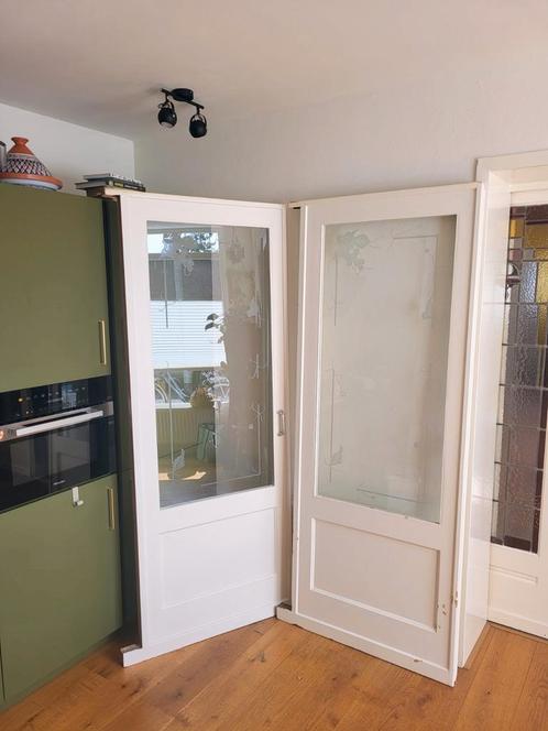 Prachtige schuifdeuren met geëtst glas | En suite glasdeur, Doe-het-zelf en Verbouw, Deuren en Horren, Gebruikt, Binnendeur, 200 tot 215 cm