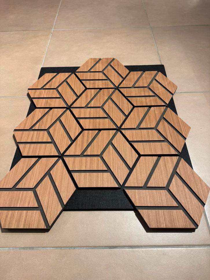 Hexagon akoestische panelen | houtfineer | Stijl & demping, Doe-het-zelf en Verbouw, Tegels, Nieuw, Wandtegels, Overige materialen
