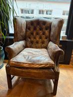 Twee vintage chesterfield stoelen, Ophalen, Gebruikt, 100 tot 125 cm, Leer