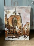 Prachtig schilderij Winter Scene Amsterdan  J Damis D, Huis en Inrichting, Ophalen of Verzenden, Zo goed als nieuw, Schilderij
