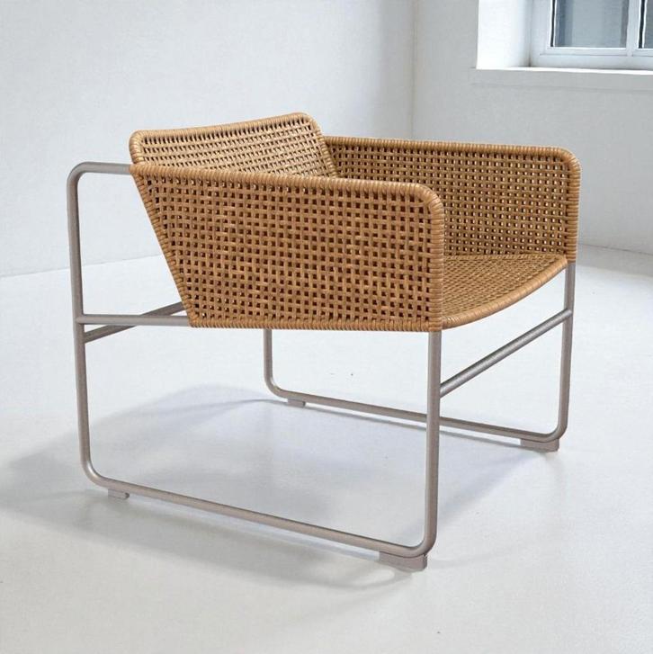 Piet Hein Eek x IKEA INDUSTRIELL fauteuils (2018), Huis en Inrichting, Fauteuils, Zo goed als nieuw, Metaal, Riet of Rotan, 50 tot 75 cm