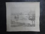 Grote ets titel Winter om Leiden, Herman van der Jagt 1950, Antiek en Kunst, Verzenden