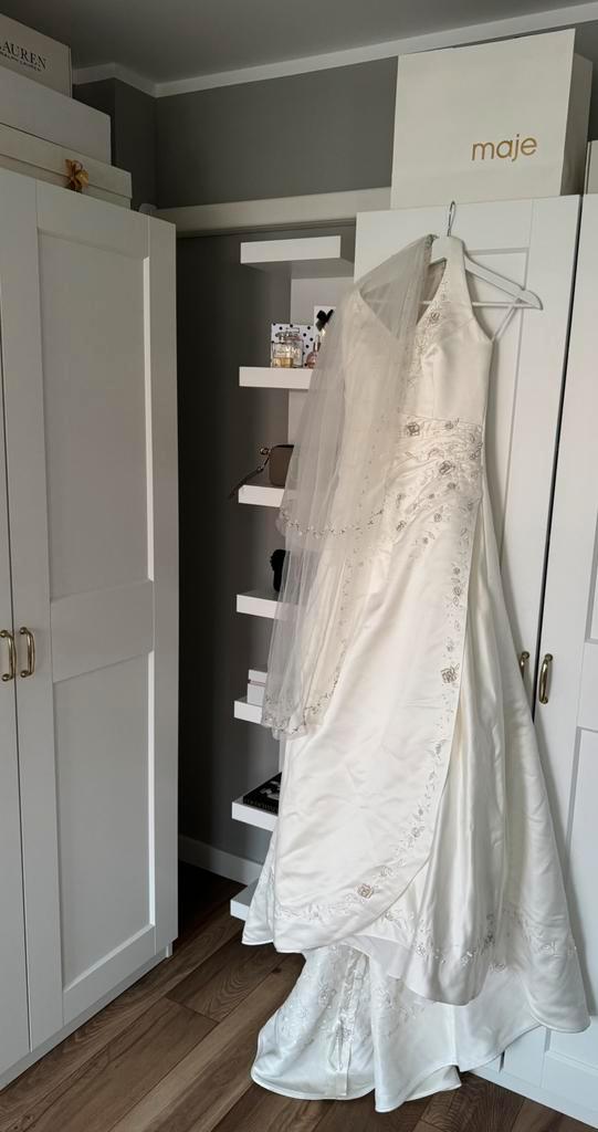 Trouwjurk Italiaans ontwerp  maat 34 XS, Kleding | Dames, Trouwkleding en Trouwaccessoires, Zo goed als nieuw, Trouwjurk, Wit