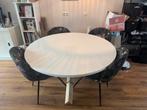 Ronde eettafel met kruispoot te koop!, Huis en Inrichting, Tafels | Eettafels, Ophalen, Gebruikt, Rond, 100 tot 150 cm