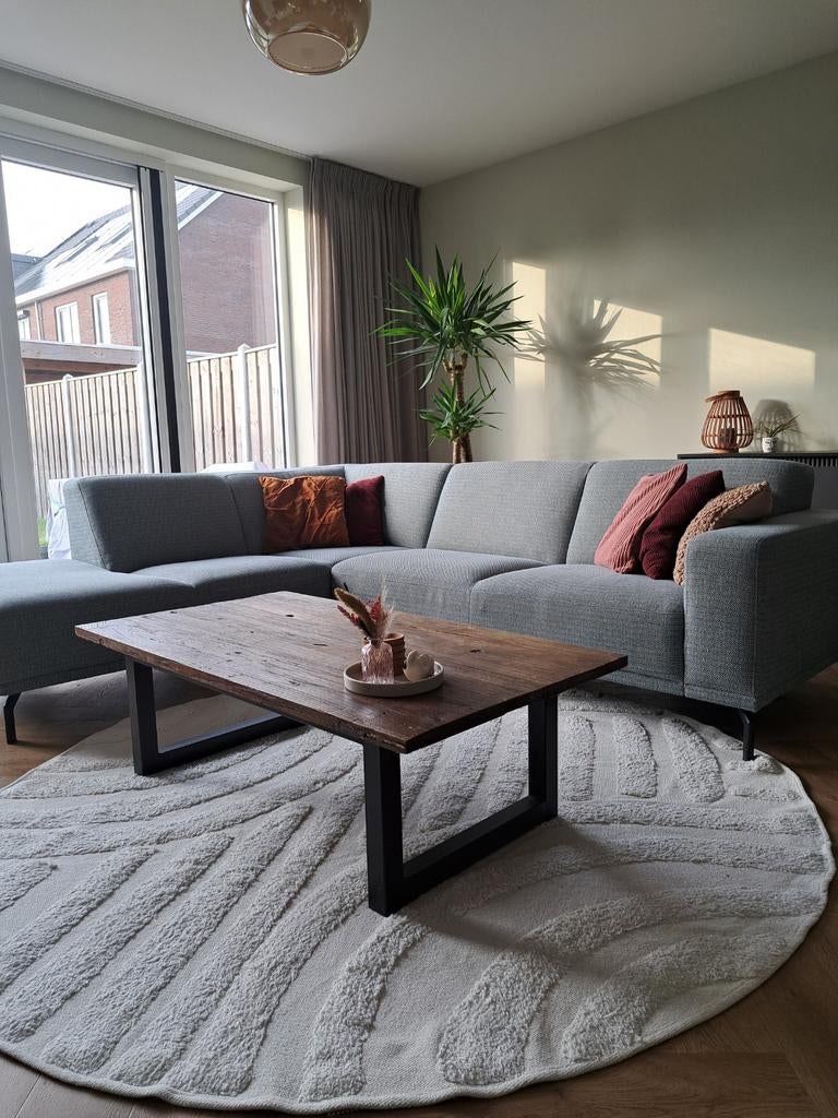 Industriële houten salontafel  L: 1.30 x B: 69 x H: 41, Ophalen, Gebruikt, 100 tot 150 cm, 50 tot 100 cm