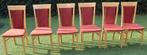Set Eetkamerstoelen beuken fineer met rode bekleding (6 stuk, Ophalen, Gebruikt, Vijf, Zes of meer stoelen, Rood
