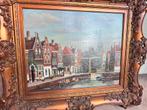 Prachtig schilderij “Hollandse gracht”, met sierlijst., Antiek en Kunst, Ophalen