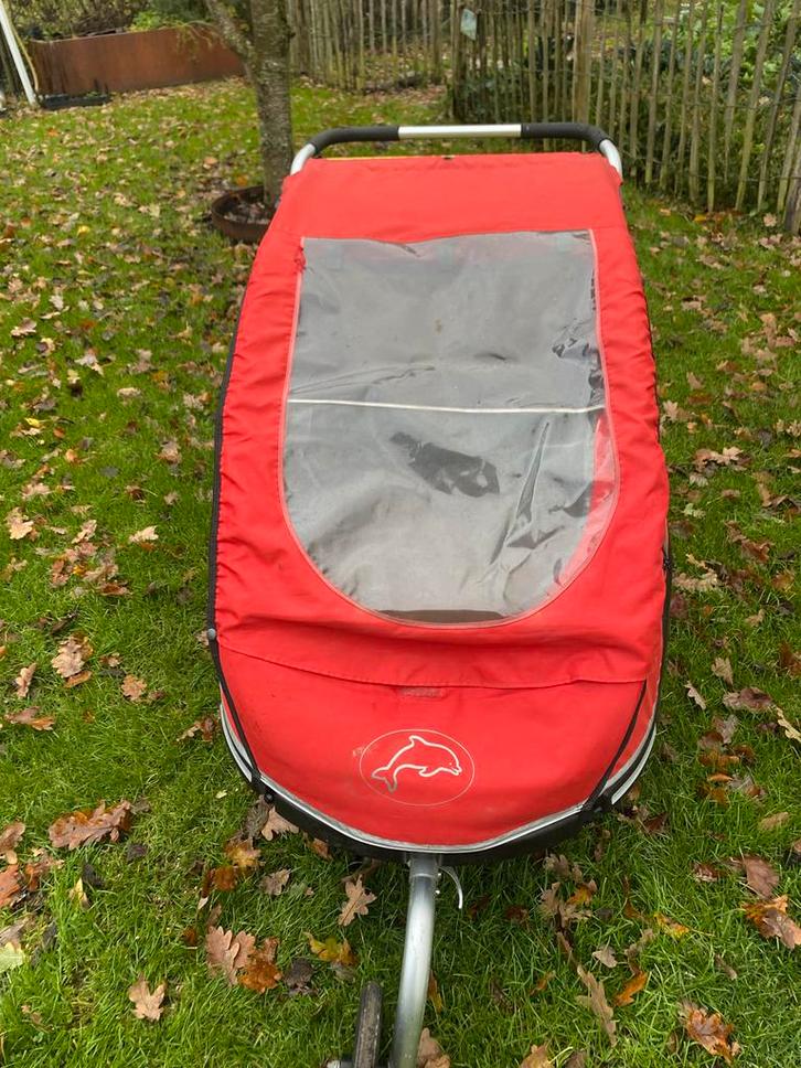 Winther Dolphin Fietskar, Fietsen en Brommers, Fietsaccessoires | Aanhangers en Karren, Gebruikt, Kinderkar, 40 tot 60 kg, Opvouwbaar