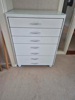 Twee witte ladekasten - 1x poten, 1x wieltjes, Ophalen, Overige materialen, Gebruikt, 50 tot 100 cm